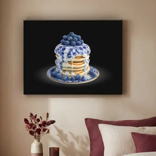 Pannenkoeken - Blauwe Bessen - Bord Textielframe - compleet frame klein -sfeer1