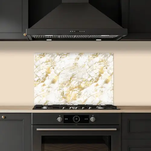 Marmer - Goud - Structuur keuken achterwand spatscherm klein 900 -sfeer1