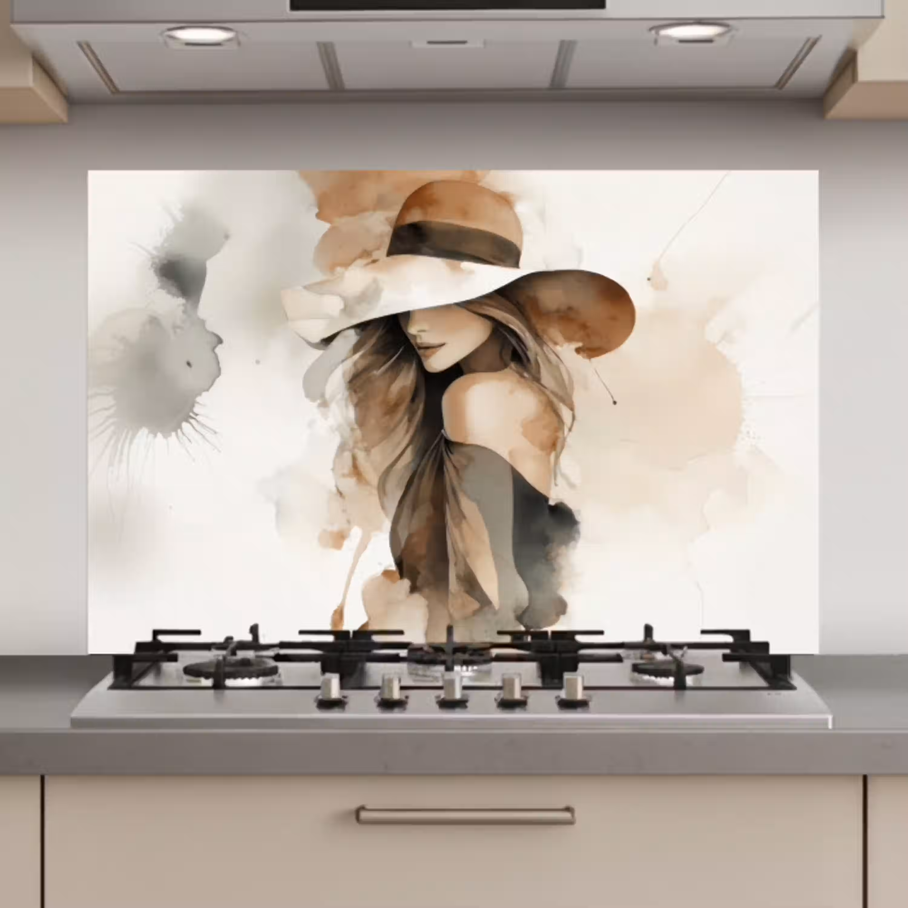 Mysterieus - Vrouw - Sepia keuken achterwand spatscherm klein -3d_website