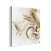 Bloem - Hout - Tarwe aluminium wit klein -3d