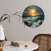 Zee - Zon - Golven - Rotsen Wandcirkel behangsticker klein -sfeer3