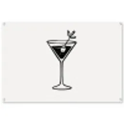 Cocktail - Glas - Olijf - Minimalistisch tuinposter los doek groot -3d