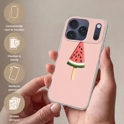 Watermeloen - Ijsje - Pitjes - Rood Telefoonhoesje iPhone 17 Pro klein -sfeer3_NL