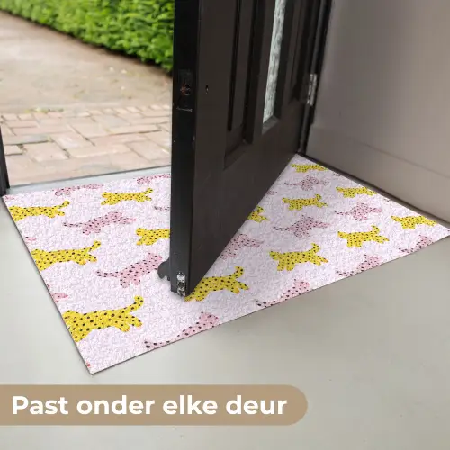 Geel - Roze - Katten - Wit Deurmat klein 898 -USP_NL
