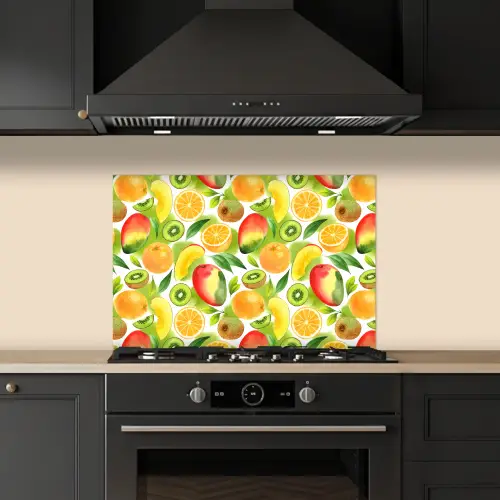 Kiwi - Sinasappel - Mango - Perzik keuken achterwand spatscherm klein 900 -sfeer1