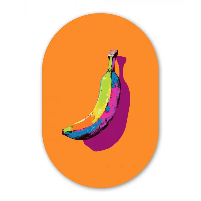 Felle kleuren - Banaan - popart Wandcirkel Ovaal Forex klein -3d