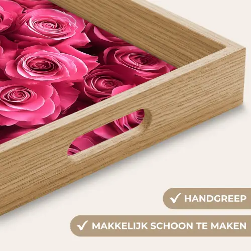 Rozen - Pink - Bloem Dienblad Rechthoek middel -USP_HandgreepNL