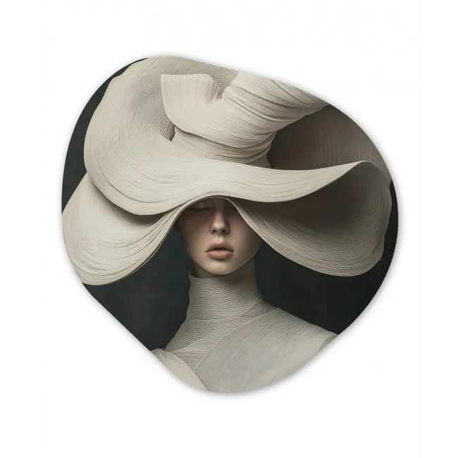 Modern - Vrouw - Hoed Wandcirkel Organisch Forex 3mm klein -3d