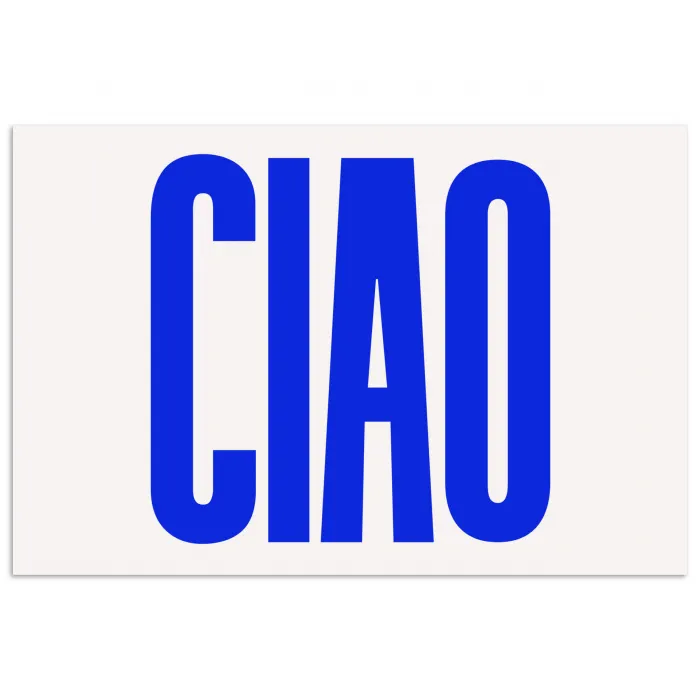 Ciao - Hoofdletters - Blauw - Minimalistisch poster papier klein -3d