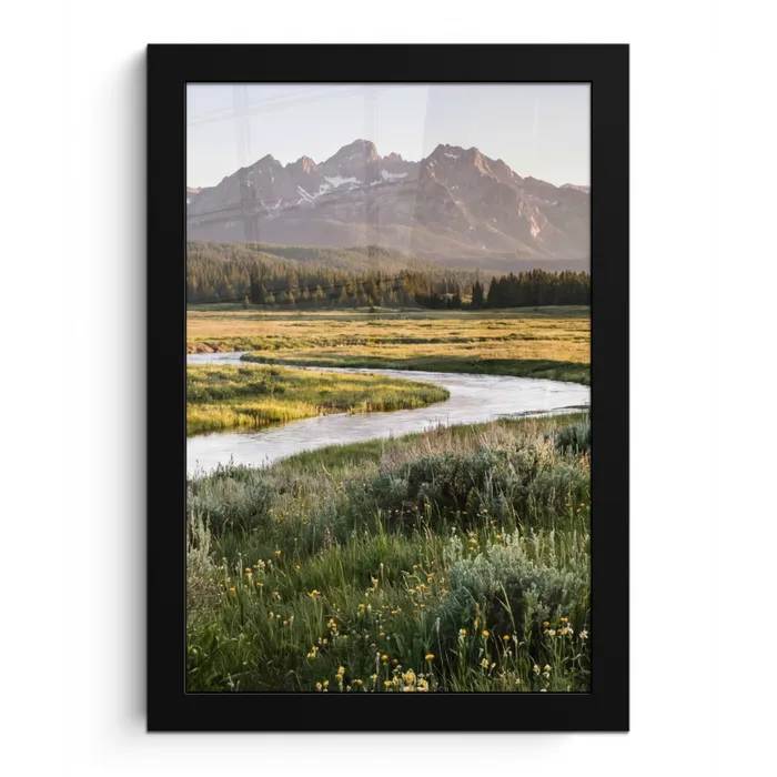 Berglandschap - Rivier - Bos fotolijst zwart zonder passe partout klein -3d
