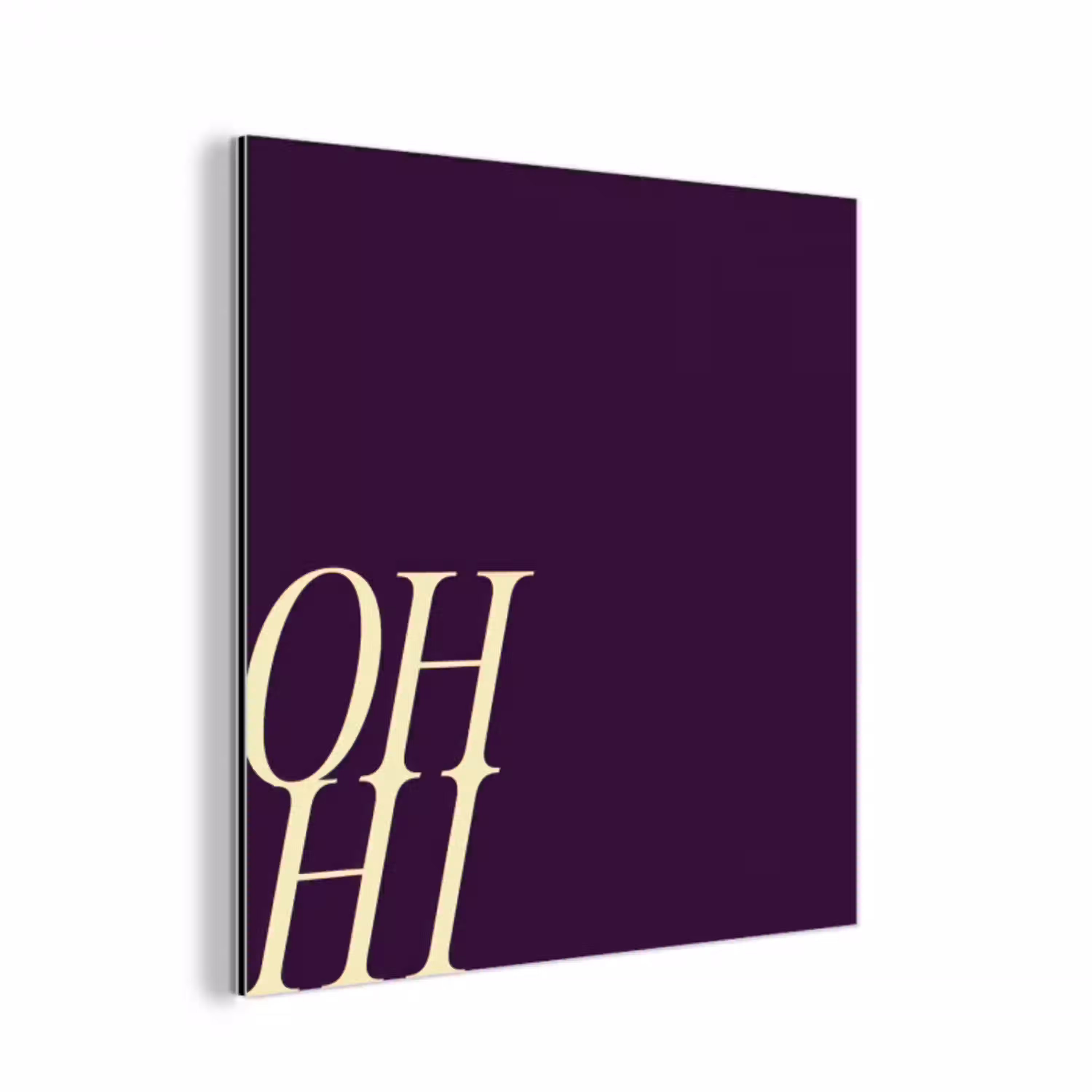 Oh hi - Paars - Cursief aluminium wit klein -3d