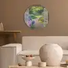 Doorkijk - Tuin - Raam - Hortensia - Bloemen Akoestische PET Vilt - Rond klein -sfeer1