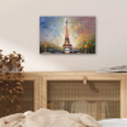 Eiffeltoren - Schilderij - Olieverf - Parijs aluminium wit klein -sfeer3
