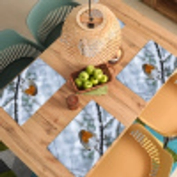 Roodborstje - Tak - Sneeuw - Winter - Levendig Placemat vinyl groot -zzsfeer5_Kitchenyeah-website
