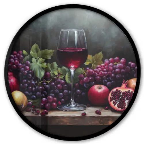 Wijn - Fruit - Stilleven Fotolijst rond zonder passe partout klein -3d