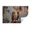 Geschilderd - Abstract - Uil - Bruin Muursticker klein -3d