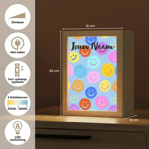 Smileys - Kleurrijk - Grappig Light Box met kabel (Kinderlampje) klein -USP_NL