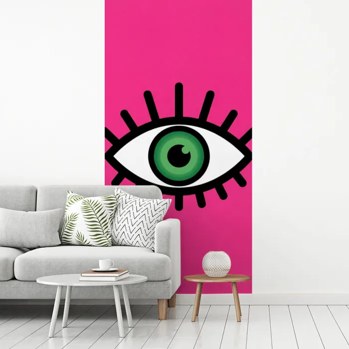 Minimalistisch - Oog - Roze fotobehang vinyl groot -woonkamer