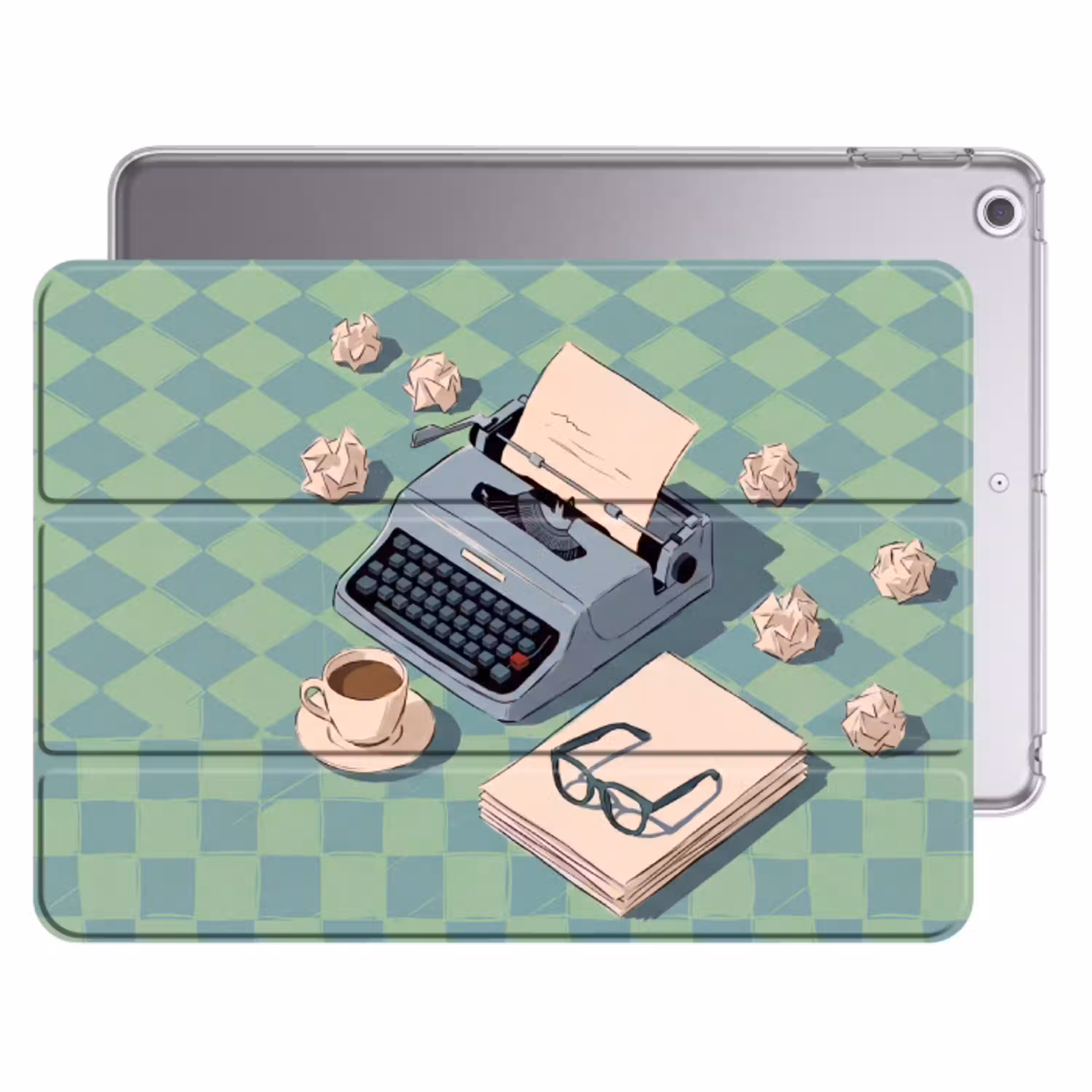 Typemachine - Kantoor - Vintage - Illustratie - Groen Apple iPad 2017 middel -threedimensional_3d_global