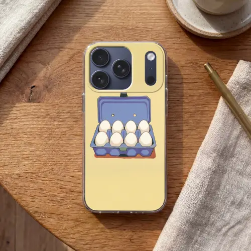 Eieren - Doos - Minimalistisch - Blauw Telefoonhoesje iPhone 17 Pro klein -sfeer1