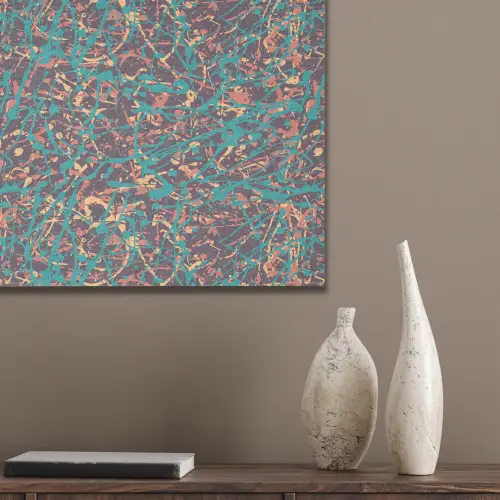 Spat - Abstract - Oranje - Groen PET vilt klein 837 -sfeer6_closeup