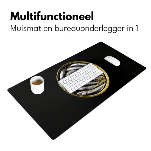 Sardines - Vissen - Rond - Zwart Muismat XXL klein -sfeer4