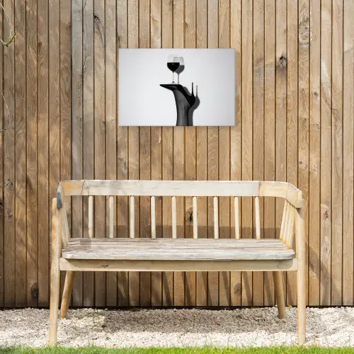 Hak - Wijn - Minimalistisch - Zwart Tuinposter op houten frame 2 cm dik klein -sfeer4