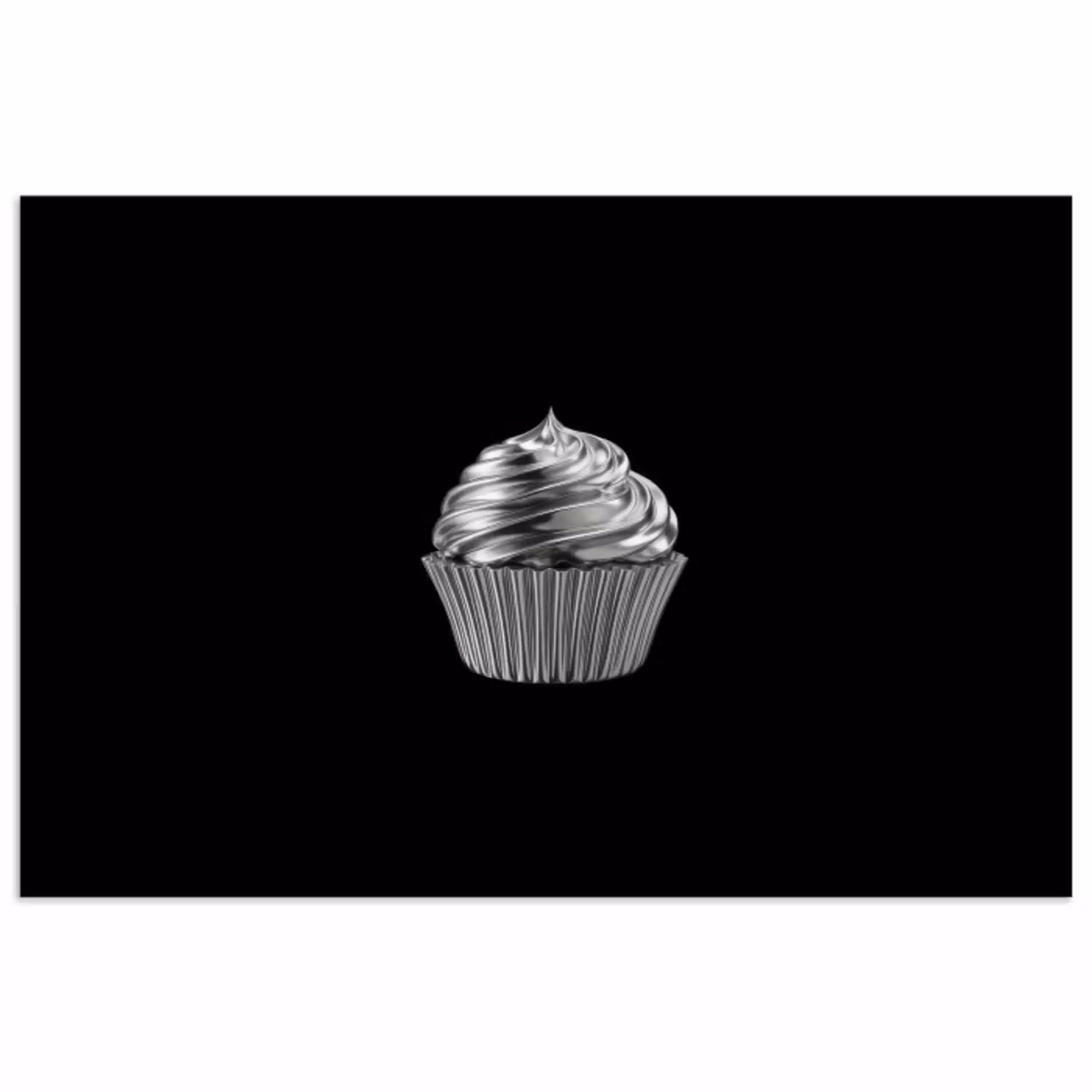 Cupcake - Luxueus - Zilver poster papier klein -3d