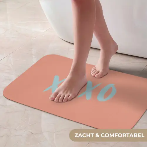 XOXO - Blauw - Perzikkleur Badmat klein -USP_ZachtNL