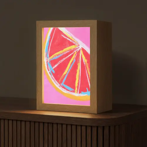 Grapefruit - Geschilderd - Roze - Strepen Light Box met kabel (Tafellamp) klein -z3d_website