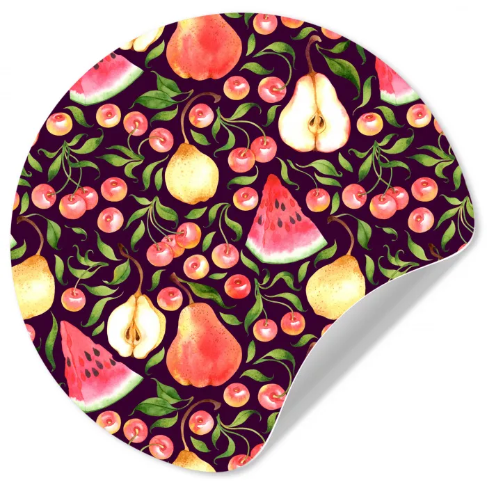 Donker - Bladeren - Fruit - Patroon Wandcirkel behangsticker klein 186 -3d