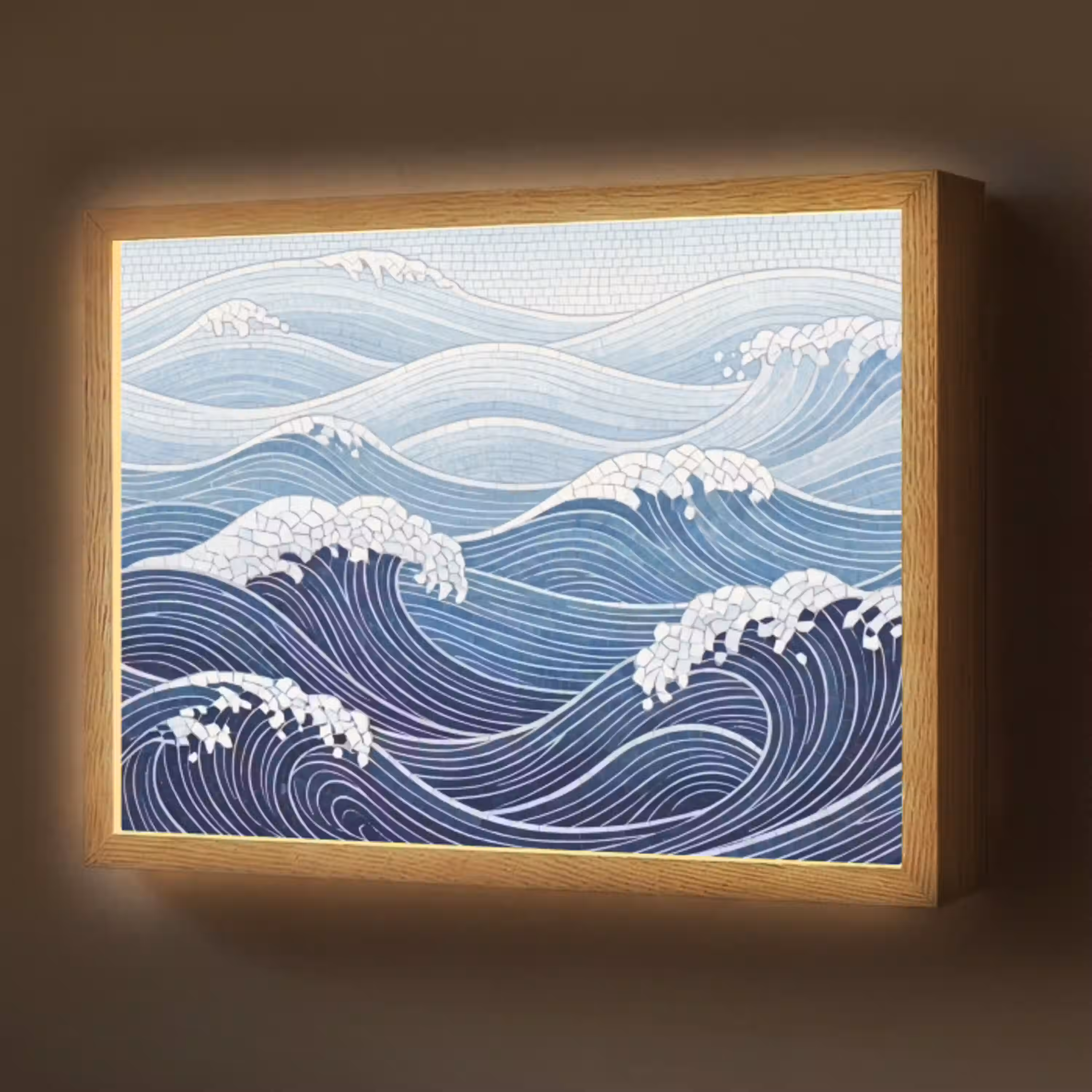 Water - Mozaïek - Landschap - Modern - Blauw Light Box met batterij (Wandlamp) middel -z3d_website