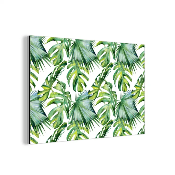 Monstera - Palmblad - Jungle - Tropisch aluminium wit klein -3d