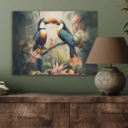 Toekan - Vogels - Bloemen - Natuur - Jungle PET vilt klein -sfeer2