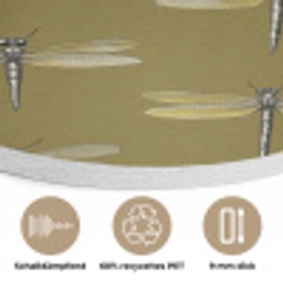 Libellen - Patroon - Groen Akoestische PET Vilt - Rond klein 838 -closeup_DE