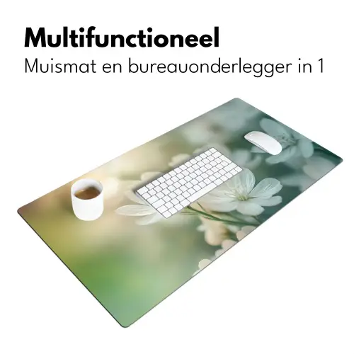 Lieveheersbeestje - Bloemen - Wit Muismat XXL klein -sfeer4