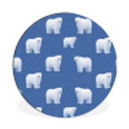 IJsbeer - Patroon - Blauw Wandcirkel aluminium klein 190 -3d