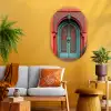 Lantaarn - Deur - Turquoise Wandcirkel Ovaal Glas middel -sfeer4