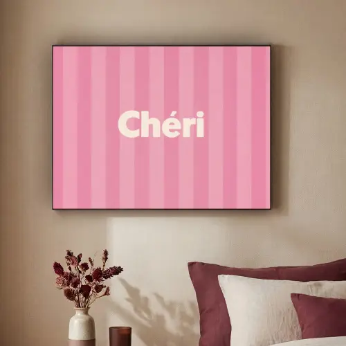 Gestreept - Roze - Chéri Textielframe zwart klein -sfeer1