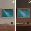 Vrouw - Water - Bikini - Oranje Light Box met batterij (Wandlamp) middel -sfeer3
