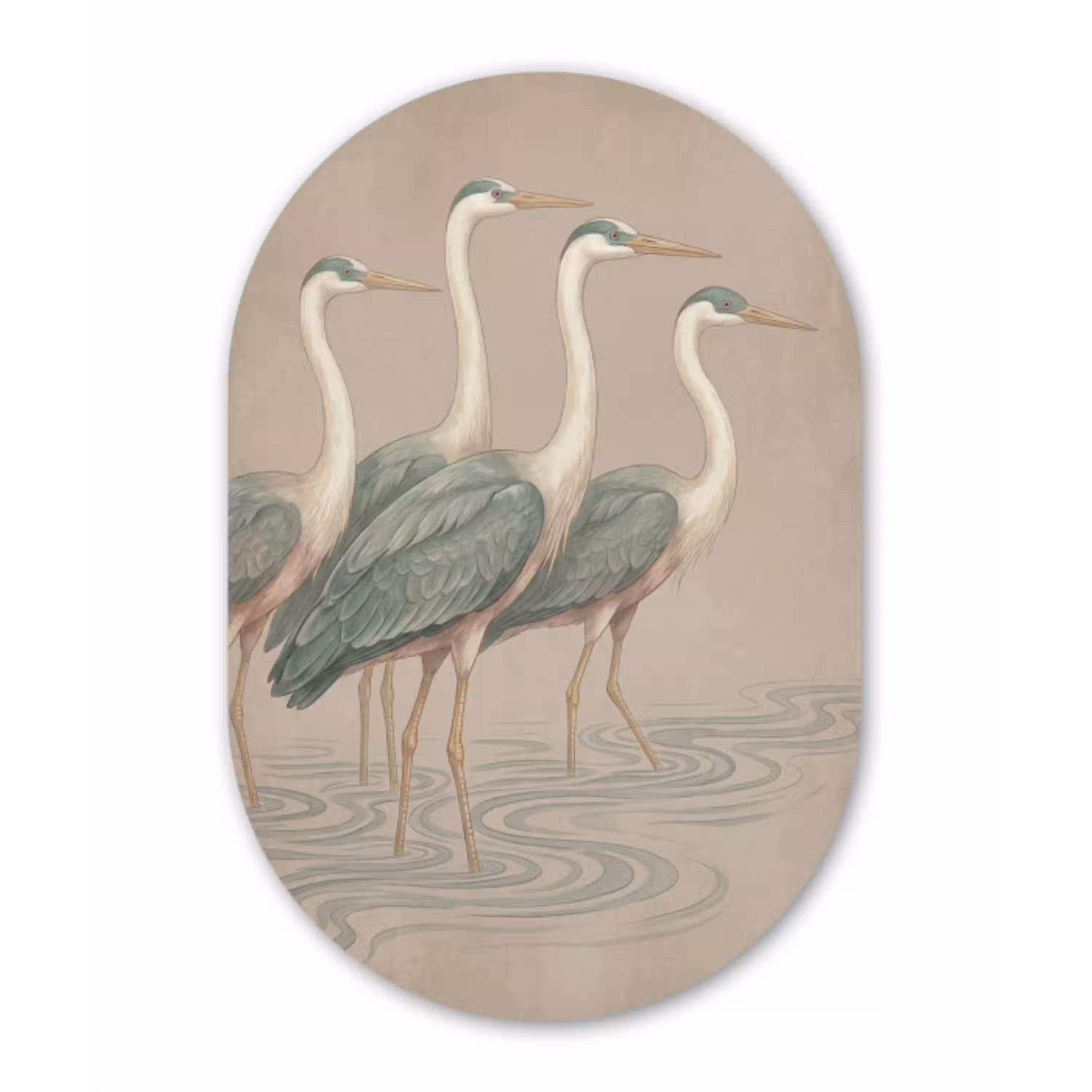 Vogel - Water - Natuur - Vintage Wandcirkel Ovaal Aluminium middel -3d