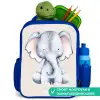 Olifant tekening tegen een beige achtergrond Kinderrugzak - Blauw middel -inhoud_NL