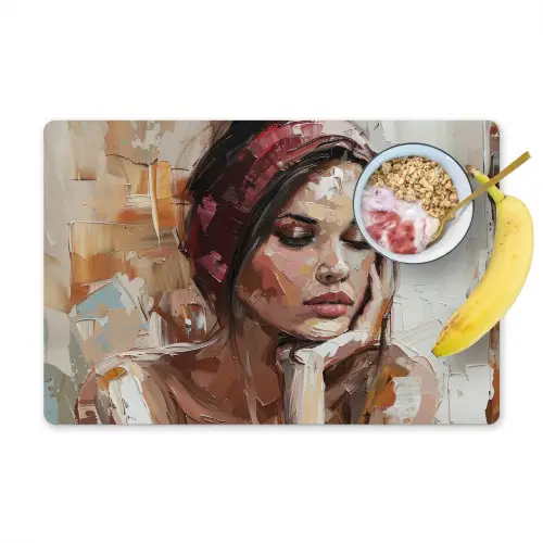 Vrouw - Verflook - Portret - Modern Placemat vinyl groot -zzzproduct_Kitchenyeah-website