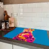 Muis - Kimono - Bloemen - Blauw Inductie beschermer vinyl 3mm klein -sfeer3