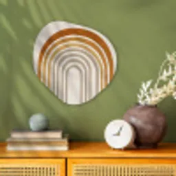 Minimalistisch - Boog - Lijnen - Beige Wandcirkel Organisch Forex 3mm klein -sfeer2