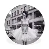 Retro - Vrouw - Zwart - Wit Wandcirkel aluminium klein -3d