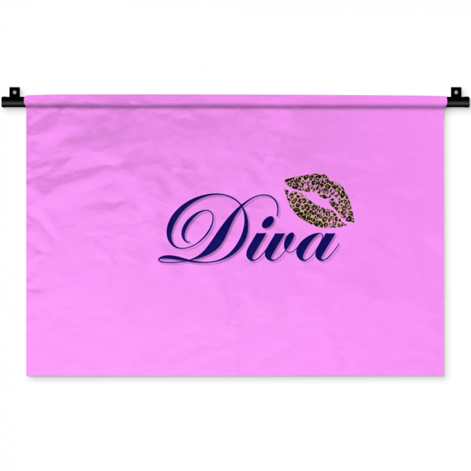 Diva - Lip - Panterprint - Roze Wandkleed katoen klein -zz3d