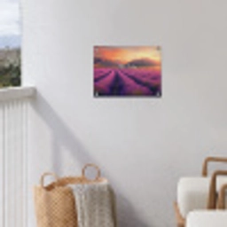 Lavendelveld - Quote - Zonsondergang tuinposter los doek klein -sfeer8