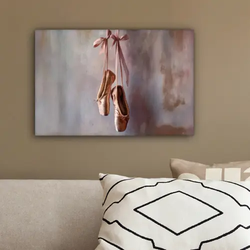 Balletschoenen - Satijn - Aardetinten canvas 2cm klein -sfeer3