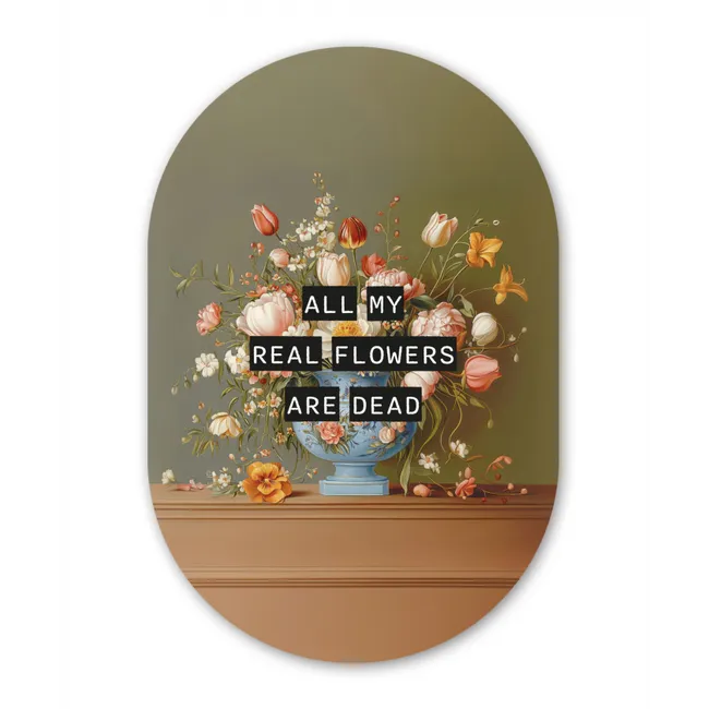 Muurovaal - Bloem - Quote - Vintage - Art